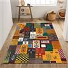 Rururug Tappeto Pelo Corto Corridoio Passatoia Cucina Decorativo camera da letto soggiorno,Design patchwork verde smeraldo, giallo, rosso, blu, marrone,Multicolour Orange,Rectangular 80 x 160 cm
