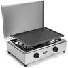 Generic CFParker Fornello 2 fuochi a gas GPL in acciaio inox con piano estraibile corrredato di piastra in alluminio Made in Italy completo di regolatore di pressione e 1,5m. di tubo gas - FO200ACCGP