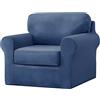 GEBIN Copridivano 1 Posto, Copridivano in Velluto con fodera separata per schienale e federa per cuscino, Copridivani in Morbido Peluche per Divano Fodere per Mobili Moda (Blu pietra,1 Posto | 3 pezzi)