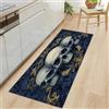 Generico Tappeto Passatoia Corridoio 60 x 150 cm Fantasia Teschio Fiori, Tappeto Antiscivolo Stampato Stile Gotico - Lavabile per Ingresso Cucina Soggiorno Bagno Lavanderia
