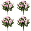 ComfyHarbor Impatiens - Set di 4 fiori artificiali in plastica resistente alle intemperie e petali testurizzati in velluto, per uso esterno su terrazze, giardini e spazi domestici (rosso)