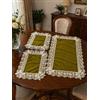 Corredocasa Tris Centrini Realizzato in Elegante Velluto con Pizzo in Organza Made in Italy Runner Centri Adatti a Tutti gli Ambienti Casa Disponibile in Diverse Colorazioni (Oro)