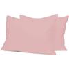 Home Tresor - Coppia Federe per Guanciali Letto con 3 Bottoni Clic Clac, Misura cm. 52x82, Made in Italy, 100% Puro Cotone, 57 fili cm^2, Tinta Unita ROSA