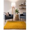 Interiyou Tappeto salotto a pelo alto Sofia - 200x200 cm Giallo - Soffice e monocromatico - Lavabile e antiscivolo - Lungo morbido