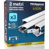 Eurocali 3 Profili da 2 metri (6mt) in Alluminio Grigio per Strisce LED Schermatura Opaca ingombro max striscia led 12.4mm - 17.4 x 7