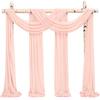 Showgeous 2 pannelli tende in chiffon per arco nuziale 28 x32ft tessuto rosa confetto drappeggio arco tende in chiffon trasparente decorazioni in tela per soffitto