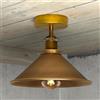 LEDSone Plafoniera vintage semi-incassata, 22 cm, in ottone giallo, paralume a cono in metallo, attacco E27, per camera da letto, soggiorno, cucina, corridoio, senza lampadina