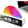 Generic Sveglia all'alba, sveglia alla luce solare - Sveglia con luce e altoparlante,Sveglia multicolore per chi ha il sonno pesante, sveglia intelligente, macchina sonora per camere da letto