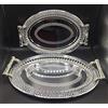 LS2 Set di 2 vassoi da tè ovali in stile vintage, realizzati a mano in argento con dettagli marocchini dorati