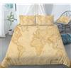 REALIN Set Biancheria Letto Mappa Del Mondo Copripiumino Rete Di Ordito E Trama Geografia 2/3/4PCS Copripiumini/Lenzuola/Federe,Singolo,Matrimoniale,King (Super King-220×260cm-3PCS,G)