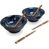 Generic Lusso - Set ciotola per finestre 2 - Hana blu - Edo giappone - Insalatiera - Ciotole da zuppa - Ciotole per finestre - Ciotola - Set Ciotole - Set ciotole per noodle - Set ciotole per noodle -