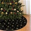 DecroXmas Gonna per Albero di Natale 78 cm in Ecopelliccia Nera e Fiocco di Neve con Glitter Dorati Tappetino per Albero di Natale Decorazione per la Festa di Capodanno