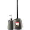 KADAX Set da bagno da 2 pezzi in ceramica, accessori da bagno, dispenser di sapone, bicchiere da bagno, portasapone e scopino WC (spazzola e dispenser antracite) (K8180)