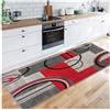 Siunwdiy Tappeto cucina Rosso Grigio,Tappeto Passatoia Cucina Antiscivolo Moderno Geometrico,Tappeti cucina per la Cucina per Soggiorno Camera da Letto Cucina Bagno Poliestere,Rosso,60x120cm