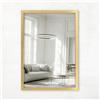CLAMARO VISION Specchio da parete 80x100 cm su misura | Oro | Specchio moderno angolare con cornice in legno MDF, incl. supporto in metallo e materiale di montaggio (formato orizzontale e verticale)