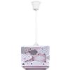Paco Home Plafone Sospensione Cameretta Paralume Tessuto Arcobaleno Stella Leone Dinosauro Luna E27 Con Cavo In Tessuto, Tipo di lampada:Luce a sospensione - Tipo 1, Colore:Rosa