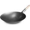 Generic Professionale, grande padella wok XXL, diametro 40 cm, in acciaio inox, con manico rotondo, adatta per piani cottura a induzione, ferro, ghisa, giapponese