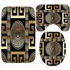 ZGDPBYF Set di 3 Tappetini da Bagno Geometrici, Nero e Oro, Chiave di Grecia, Motivo Meandro, Impermeabili, Antiscivolo, Lavabili, Tappeto per Bagno Set da 3 Pezzi