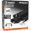 Eurocali 4 Profili da 2 metri (8mt) in Alluminio Nero per Strisce LED Schermatura Opaca ingombro max striscia led 12.4mm - 17.4 x 7