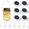 YzoTek 6 x Solare Mason Jar Luci Coperchi - 30 LED Fata Lucciola Stringa Luci Appese Lanterne Cap, Impermeabile Patio Portico Giardino Cortile Balcone Prato Luminous Decor(Nessun Barattolo Incluso)