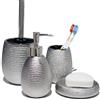 BM 4004 Set di Accessori da Bagno in Ceramica Superficie Strutturato Pois Grigio Glitterato, Set Accessori Bagno Completo 4 Pezzi, Dispenser, Portaspazzolino, Portasaponetta, Portascopino