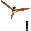 CREATE / WIND CENTURY/Ventilatore da soffitto con luce nero e legno scuro con telecomando / 40W, luce LED a 3 temperature, Ø152 cm, 6 funzione estate-inverno