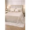 Generico Trapuntino Copriletto Matrimoniale Trapuntato con Balza in Pizzo Ricamato, Copriletto Elegante Tinta Unita con Cuscini Coordinati, Coperta Letto Decorativa Stile Classico (Panna)