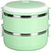 yaogohua Lunch Box Termico per Adulti, Lunch Box Bento, Scatola Termica per Alimenti Caldi Impilabili, Lunchbox Rotondo in Acciaio Inossidabile 304, Contenitori per Alimenti Sigillati(Verde a doppio strato)