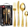 Dc Casa Servizio Posate 16 Pezzi in Acciaio Inox - Set Completo per 4 Persone, Design Raffinato e Moderno (Oro Lucido)