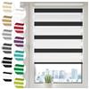 Sonello Tenda a rullo doppio strato Giorno e Notte a senza foratura 65cm x 210cm bianco/nero, facile Fissaggio a Clip Senza Viti, Tenda a rullo Zebra per Finestra o Porta, protezione solare
