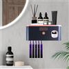 mumisuto Spazzolino Igienizzante UV da Bagno, Sterilizzatore per Spazzolino Elettrico da Parete Bagno, Organizzatore Per 5 Spazzolini con Dispenser Dentifricio Automatico (Nero)