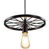 Mengjay Modern Loft Stair Style Lampada a sospensione ruota Lampadario Hanging Vintage Lampada Nero Ferro E27 Edison Lampadine Indoor Lampada da soffitto Luce Barn magazzino Lighting Fixtures (A)