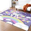 Sticker Superb. 3D Animal Unicorn Camera da Letto Tappeto Ragazza Ragazzo Soggiorno Tappetino Corridoio Sala da Pranzo Bagno Morbido Fluffy Tappetino da Gioco Gattonare per Bambini (Viola,100x120 cm)