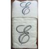 RICAMI FIORENTINI BALDI Set Asciugamani con Iniziale, Spugna di Cotone 100% 400 gr/mq, 2 Pezzi: Viso+ ospite. Idea Regalo. (Lettera E) Grigio