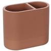 Generico Set accessori bagno completo Linea Marika in poliresina terracotta - Dispenser, Portascopino, Portaspazzolino, Portasapone e Vassoio (portaspazzolino)