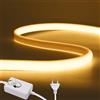HEGEHE - Striscia LED Neon COB dimmerabile 220V [2M，Bianco caldo (3000-3500k)], 288 LED/m, tagliabile, Nastro LED flessibile FCOB impermeabile IP65, CRI85+, decorazione per casa/negozio