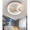 Lanekd Lampadario Cameretta Bambini Lampada da Soffitto Cartoni Animati Astronauta Plafoniera per Ragazzi e Ragazze da Camera da letto Universo Stelle Luce Ø50cm 46W Telecomando Lampada da Parete (Stile A)