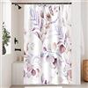 Uiiooazy Tenda Doccia Antimuffa, Tenda da Doccia 180x240cm Lavanda Eucalipto Foglie Rosa Viola Fiori Tende da Bagno Tessuto Lavabile Impermeabile Poliestere Tende per Vasca da Bagno con 12 Anelli