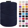 CAMAL Cordino per Borse Uncinetto Macramè Filo 3mm Filo Poliestere 170m Corda Macrame Filato per Borse Uncinetto Spago Colorato Corde Colorate per Artigianato, Lavoro a Maglia (Blu Scuro)