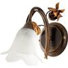Be-Light Applique Classico Arte Povera 1 Luce Ferro Battuto Marrone e Oro Serie Cestino