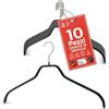 MAWA Grucce Appendiabiti, Set di 10 Grucce Salvaspazio e Antiscivolo, Ideali per Camicie e Bluse, Gancio Girevole 360°, Rivestimento Antiscivolo, 36 cm, Nero