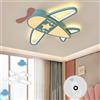 PANNN Lampadario Led Soffitto Camerette Bambini Plafoniera LED Aeroplano Dimmerabile Con Telecomando 52W 3000K-6500K Plafoniera Soffitto In Acrilico Lampada Vivaio, 76cm Azzurro Cielo