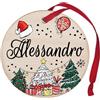 Corredino Neonato Pallina di Natale Personalizzata con Nome Alessandro, Decorazione Natalizia in legno 100% Italiana, cerchietto albero natale da 8 cm (legno, Alessandro)