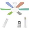 Kouamor 46cm Ventilatori A Soffitto Con Luci Telecomando, Ventilatore Da Soffitto Con Attacco E27, 3 Colori & 3 Velocità, 2/4h Timer, Per Soggiorno Camera Da Letto (Colorato+Estensione Barra)