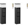 ledscom.de 2 lampioni da esterno PODEL, 39 cm, neri, 2 prese, con lampadina G9 inclusa, 596 lm, luce bianca