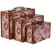 Birendy Scatola a baule, KD1288, baule in legno con rivestimento in tela, in stile vintage con guarnizioni in metallo, SET M + L + XL