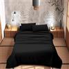 IlGruppone Completo Letto 100% Puro Cotone Set Lenzuola Tinta Unita Lenzuolo Sotto Sopra e Federe Copri Cuscini Biancheria Da Letto - Nero - Singolo