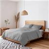 TESSILBOSIO Parure Copripiumino Matrimoniale - Copri Piumino 250x200 + Patella e 2 Federe 50x80 - Copri Piumone Microfibra No Stiro Effetto Stropicciato, Finiture Artigianali- Sacco Riutilizzabile (Grigio Chiaro)