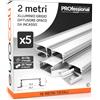 Eurocali Profilo Alluminio per Strisce LED 2 metri - Copertura Opaca - Installazione a Incasso - 17.4 x 7mm - Pacco da 5 (10m)