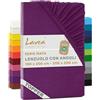 Lavea® Lenzuolo con Angoli Matrimoniale 180x200 cm - Jersey 100% Cotone - Per Materassi Topper fino a 10 cm - Con Elastico Tutto Intorno - Certificato OEKO-TEX - Lilla